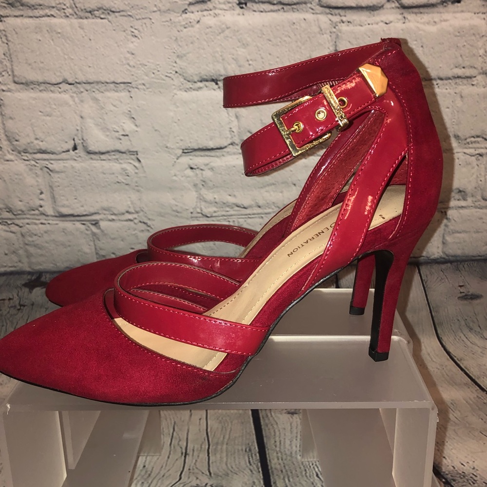 BCBGeneration Faux Suede Red Pumps